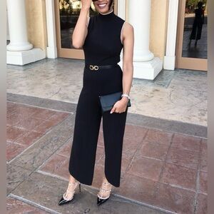 DKNY Sleeveless Knit Cropped Wide Leg Jumpsuit Size XXS in Black